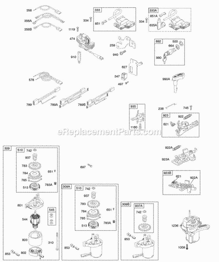 Alternator Electric Starter Electrical Flywheel Brake Ignition Diagram and Parts List for 127882-1145-01  Briggs and Stratton Engine